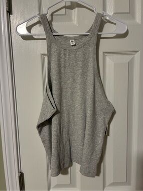 bp Heather Gray High Neck Racerback Tank